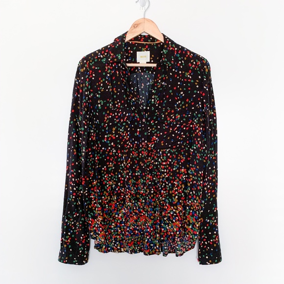 Anthropologie Tops - Anthropologie Maeve Black Speckled Button Down Top